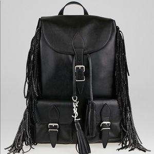 YSL Vitello Leather Studded Fringe Backpack $1400